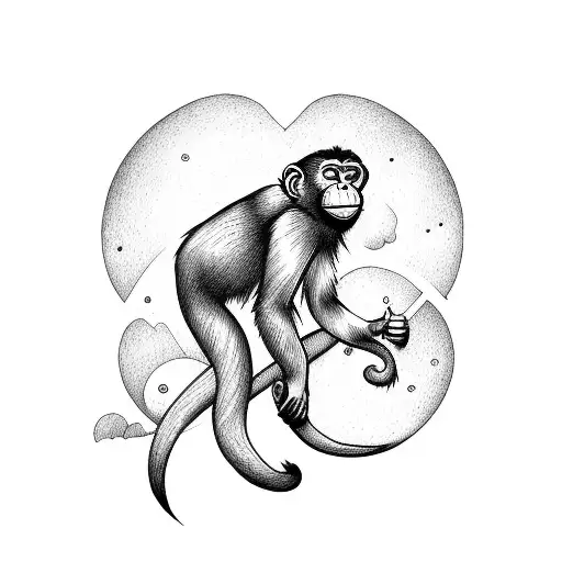 Monkey Hanging From The Moon