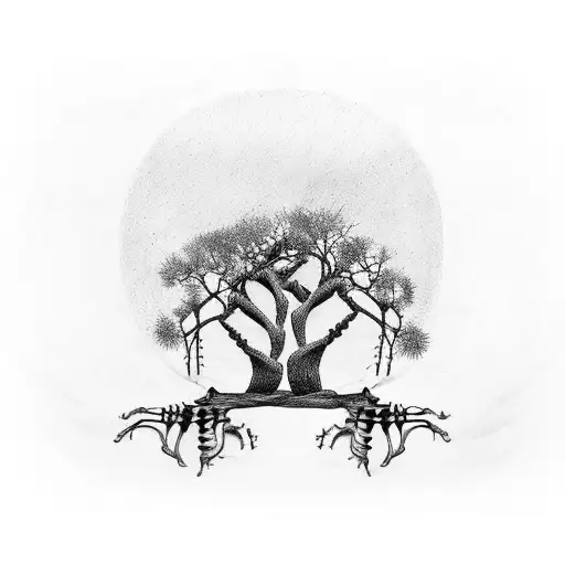 Two Trees With Skeleton Trunks Love