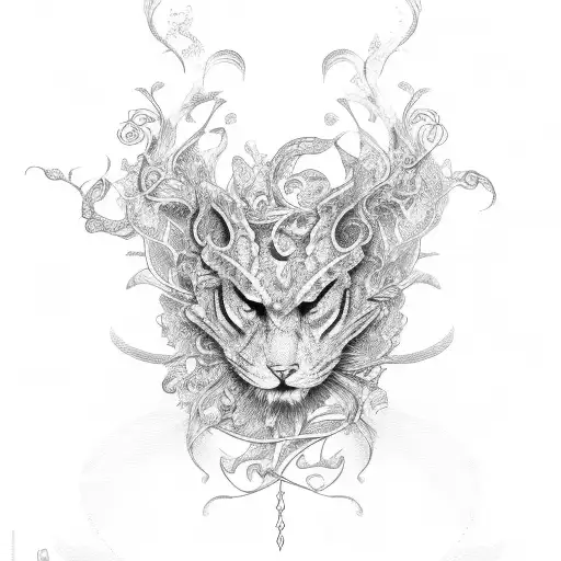 Fine Line Ornamental With Hidden Sword And Simple Vine