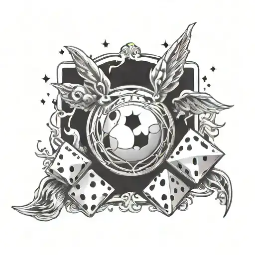 Aces Card And Dice And Basketball And Angel And Put All Inside A Fire Rabbit