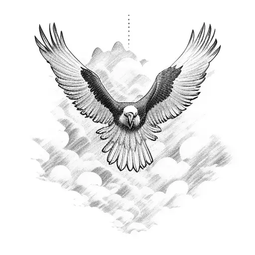 An Eagle Soaring Through The Sky With Its Wings Spread Wide