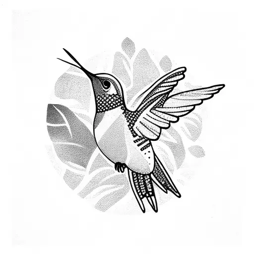 A Berber Tribal Design Of A Hummingbird Surrounded By Lush Jungle Foliage