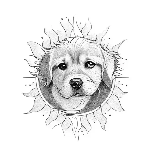 Sun With Golden Retriver