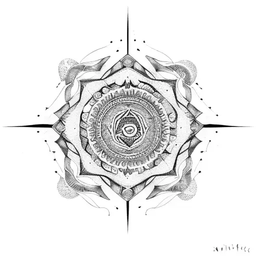 An Intricate Mandala Design Incorporating Rock Music Symbols And Recycling Arrows