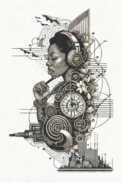 A Hip Hop Inspired Tattoo Incorporating Elements Of Music And Politics