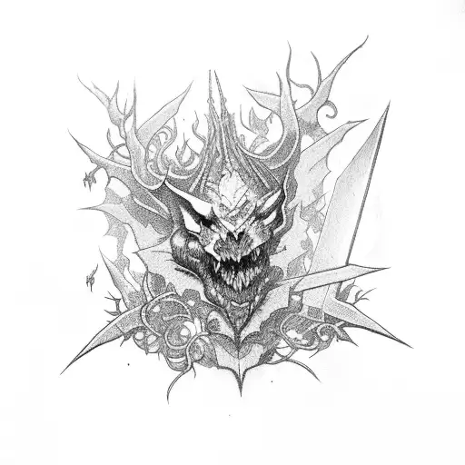 Sword Xiphos Entwined With Thorny Ivy