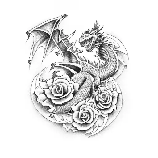 Dragon With Roses