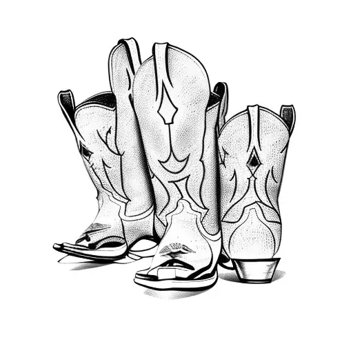 Cowboy Boots With Small Pig Wearing Cowboy Hat