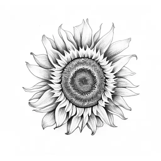 Sunflower Gardinia Wildflower Line Work