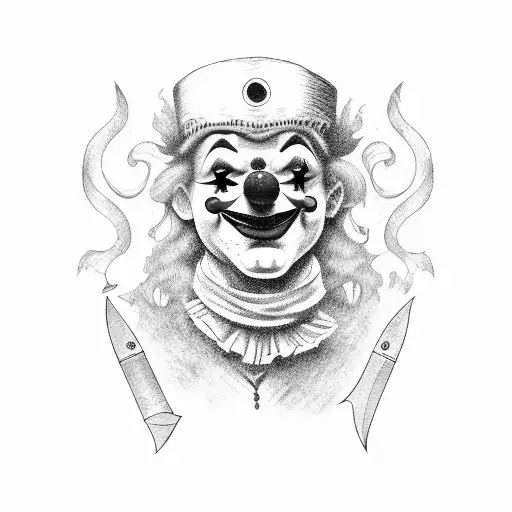 A Clown Holding A Dagger In His Hand