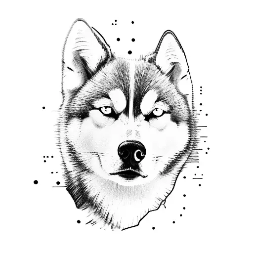 Half Husky Face Have Car Stearing In The Theme Of Travel