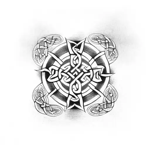 Celtic Cross With Snake Japanese Writing