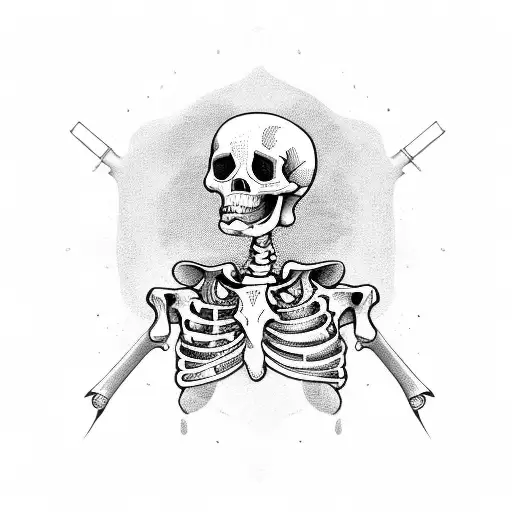 Skeleton Soldier Holding A Rifle