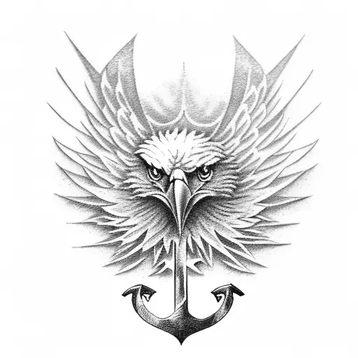 Eagle On The Top Of An Anchor