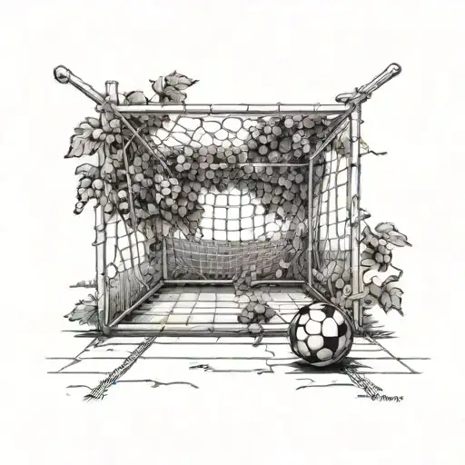 A Soccer Field With Grape Vines As Goal Posts