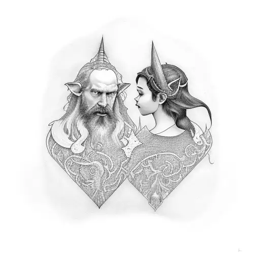 Father As Wizard And Daughter As Elve