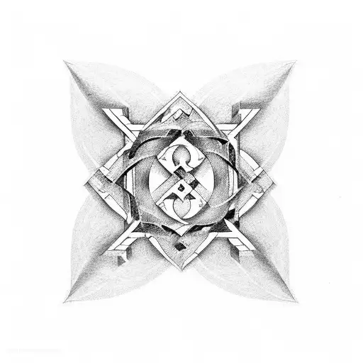 The Mathematical Symbol Aleph Null Embedded In A Symmetrical Shape