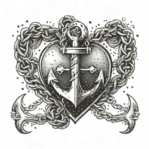 A Heart With An Anchor Chained Together Dark