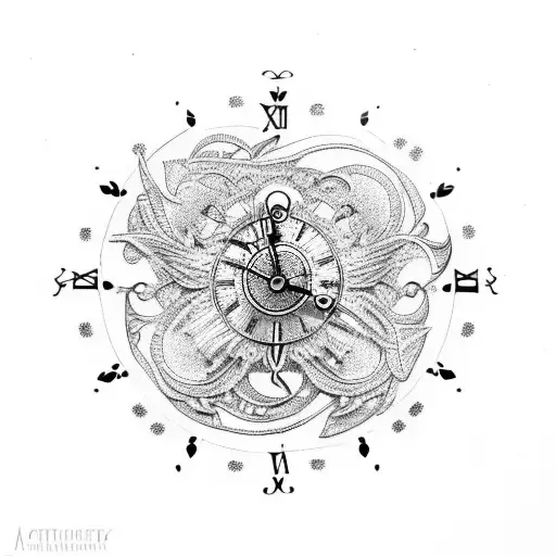 Clock Surrounded By Butterflies