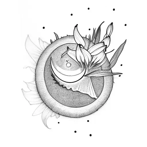 Paperwhites And Hollies With A Half Moon And Rays