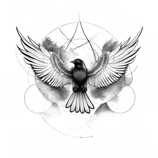 Crow Spreading Wings