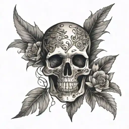 Skull And Plants Coming Out Of Its Back