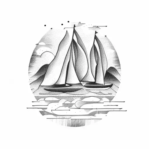Waterfall With Sail Boats