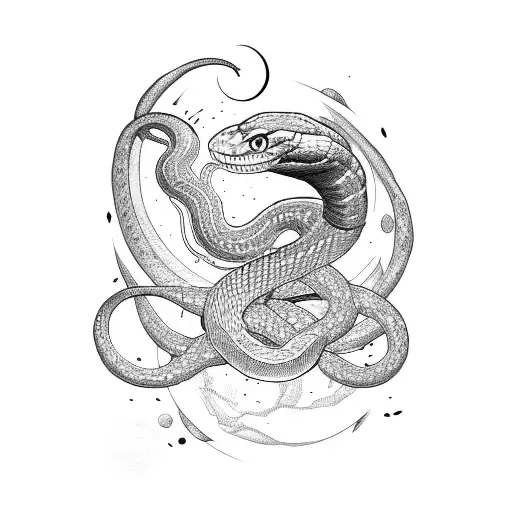 Snake With Moon