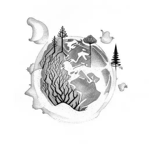 Earth Where The Seas Run Out Below And A Forest Burns Above And Birds Fly Away