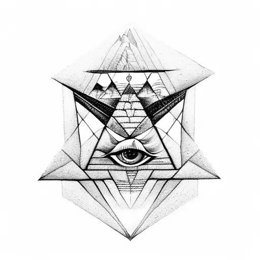 Pyramid With A Female Eye And Some Chains Tie The Pyramid