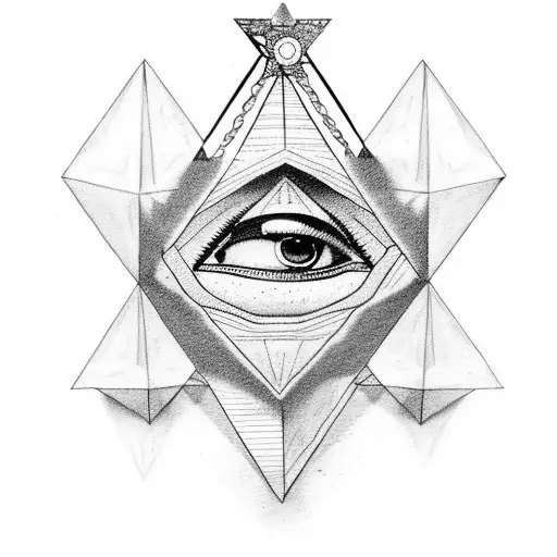 Pyramid With A Female Eye And Chains Tie The Pyramid