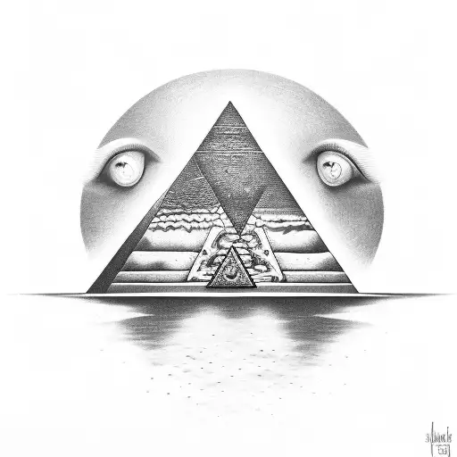 Pyramid With Female Eye And Chains That Hold The Pyramid