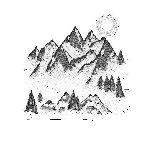 Mountain Scene With 4 Bears