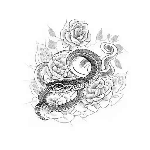 Cool Snake With Flowers