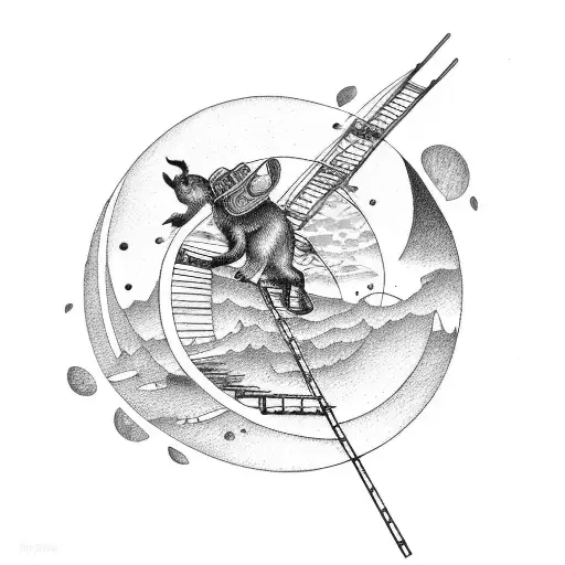 Ladder Overthinker Motorcycle Moon