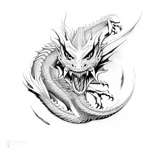 Dragon With Ninepin In Its Mouth
