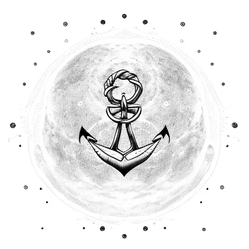 Moon And Cancer Symbol And Anchor And Symbol For Sister And Swirly Leaves