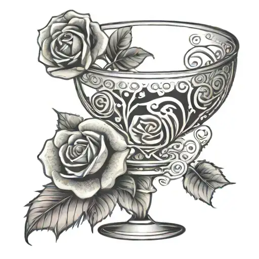 Margarita Glass With Rose Wrapped