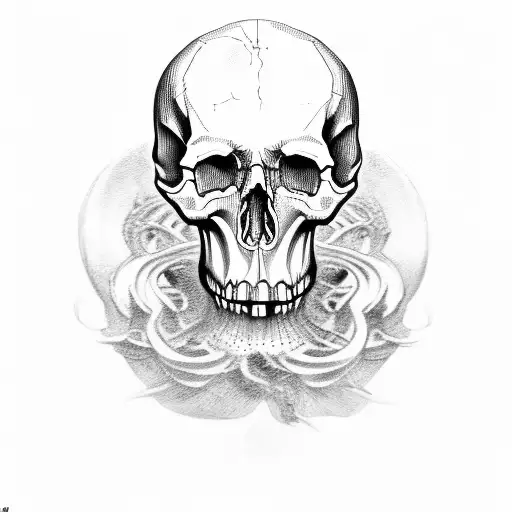 Skull With The Roman Number Thirteen Inside It's Mouth