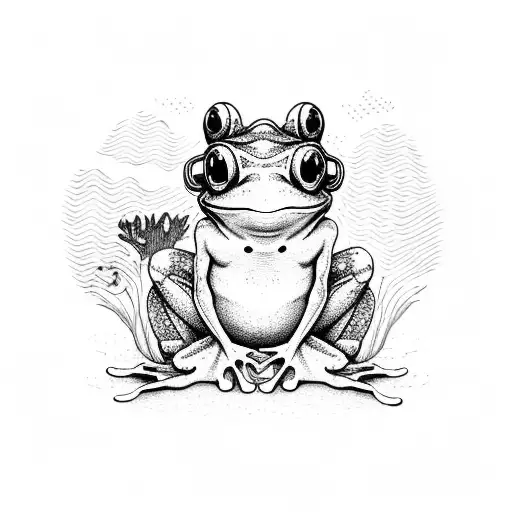 Frog In A Suit Sitting On A Log Fishing