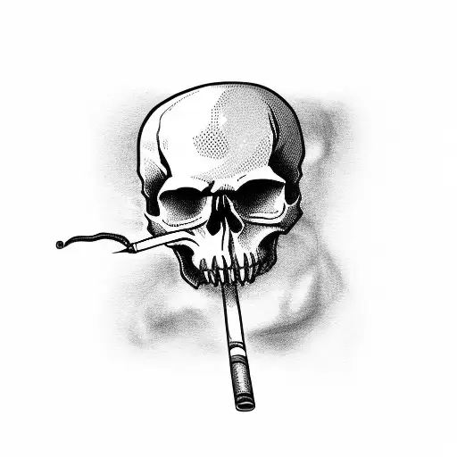 Skull With Cigarette In Mouth