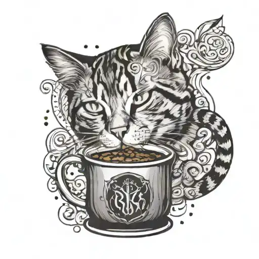 A Cat Playing With A Hogwarts Acceptance Letter Surrounded By Swirling Coffee Beans