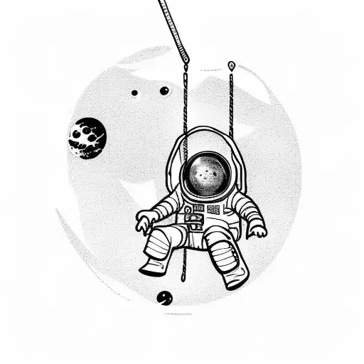 Astronaut In A Swing On The Moon