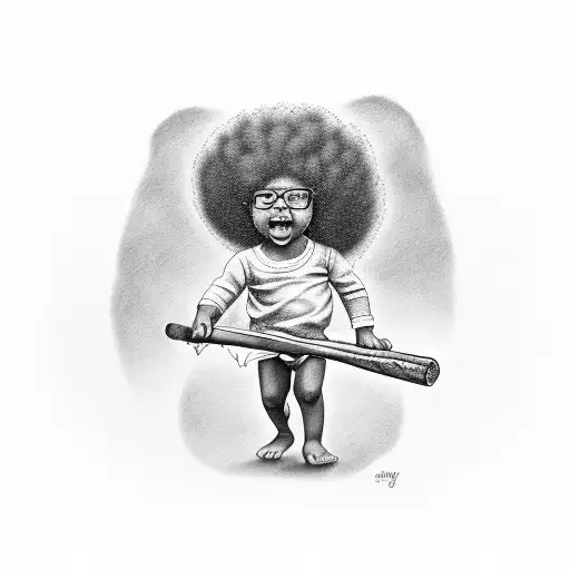 Baby With Afro With A Cigar In