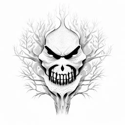 Scary Tree With Evil Face And No Leaves