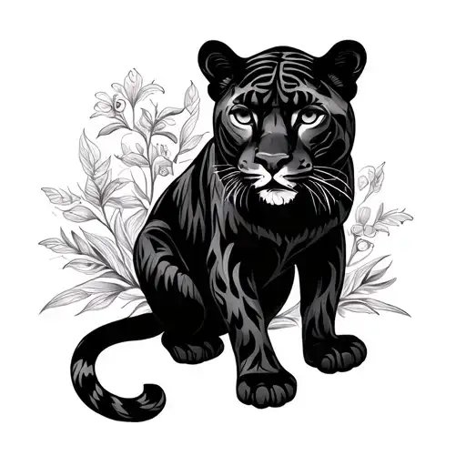 Traditional Style Tattoo Black Panter Full Body More Cartoon Like