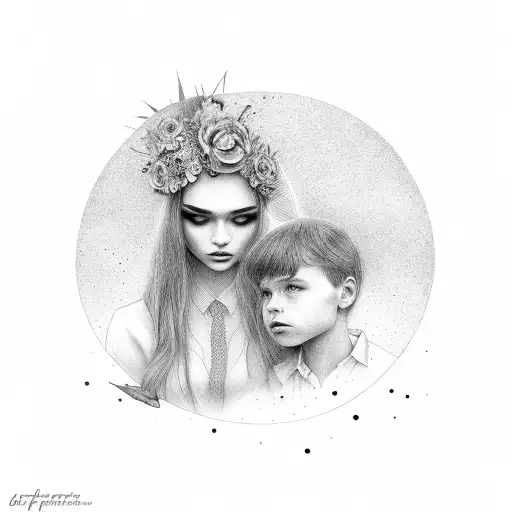 Father And Daughter Look Into The Distance