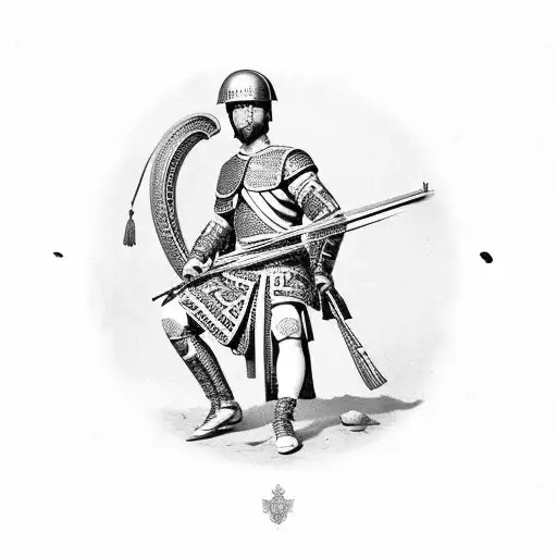 A Historical Roman Soldier Playing A Musical Instrument