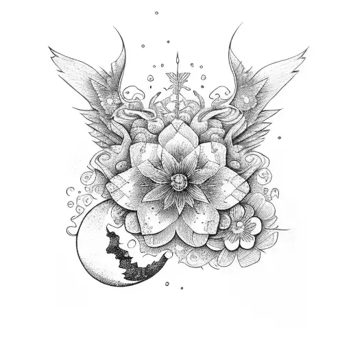 Moon With Flower And Angel