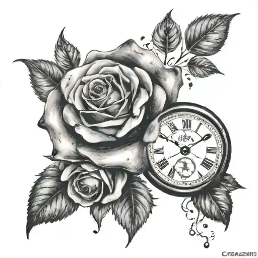 Rose And A Clock Melting